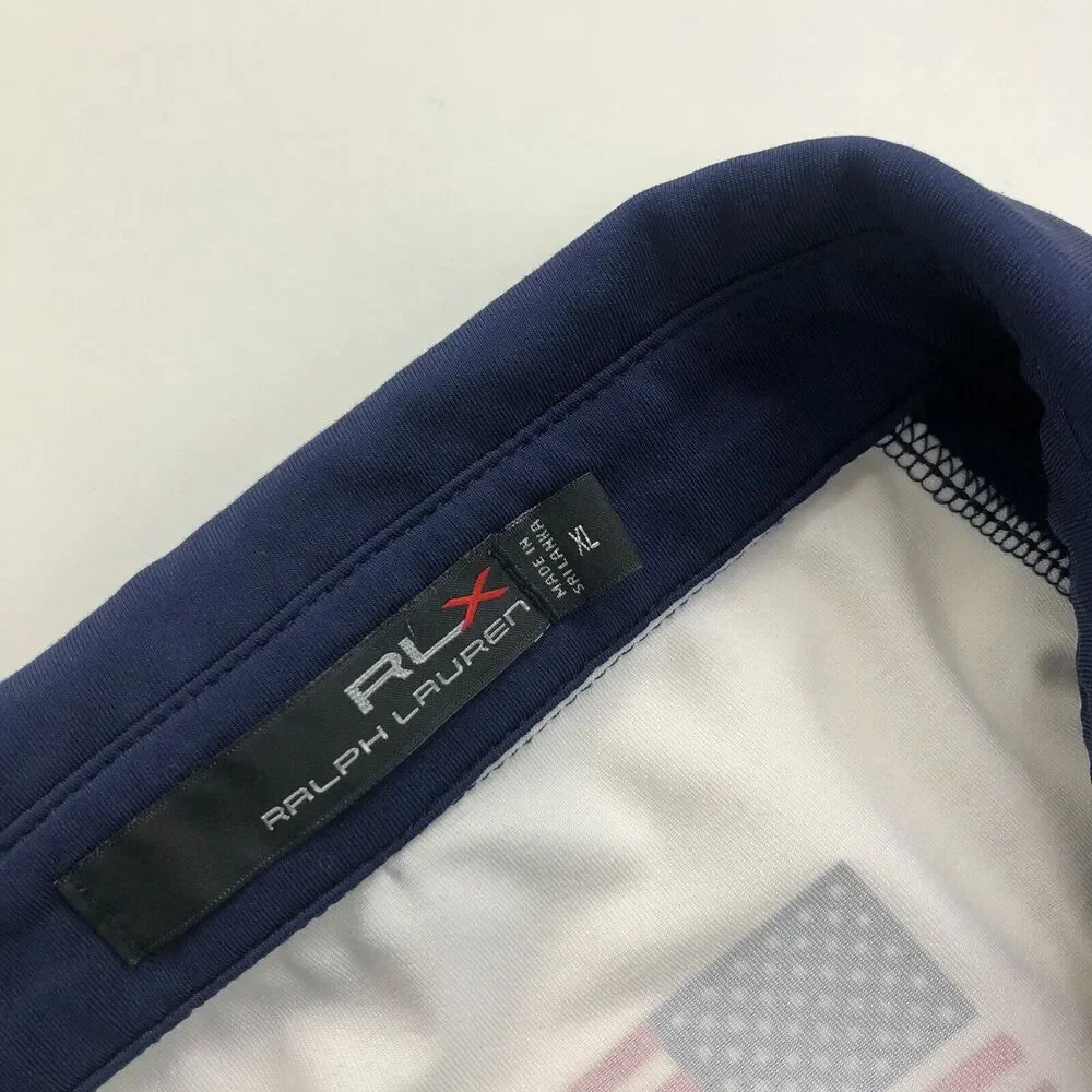 RLX Ralph Lauren XL USA 2016 Golf SS Stretch Button Polo Solid Shirt